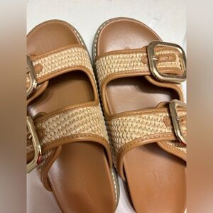 Target Tan and Gold Buckle Sandals